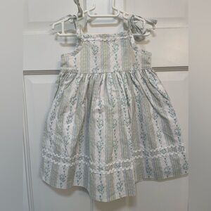 Smockingbird‎ Blue Floral Toe Shoulder Cotton Dress Cottegecore